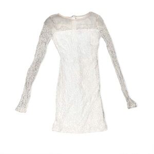 Elegant Lace Long Sleeve Dress - Cream